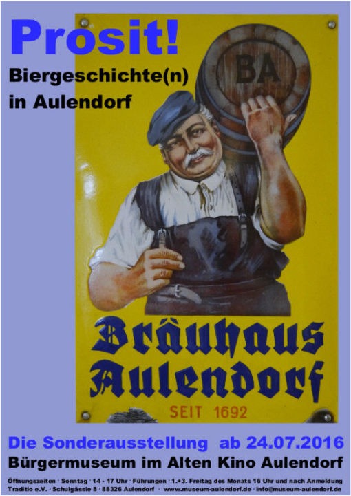 Bild - Plakat zur Sonderausstellung "Prosit! - Biergeschichte(n) in Aulendorf"